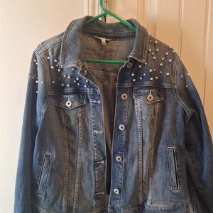 Torrid Blue Jean Jacket with Pearl Details